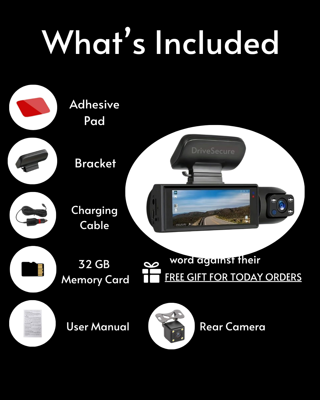 DriveSecure 3 Channel Dash Cam
